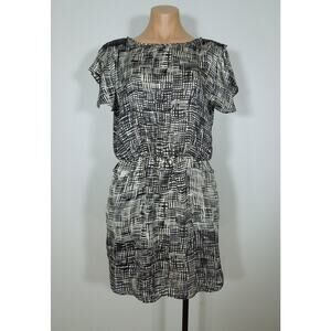 AKIRA BLACK LABEL Mini Dress S SMALL Black Sequin Embellished Printed Fabric